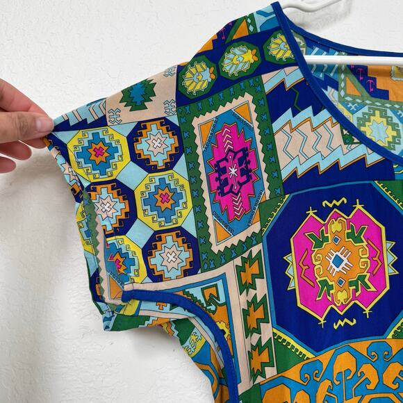 Trina Turk Geometric 100% Silk Tunic Dress CoverUp Resortwear Vacation Sz 10 USA - Picture 7 of 7